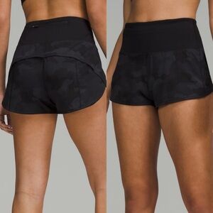 Lululemon Speed Up Running Crosstraining‎ Shorts Sze 8 Black Camo Incognito
